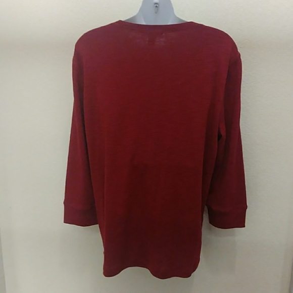 Chaps Denim Red Microstriped Top - Picture 5 of 8